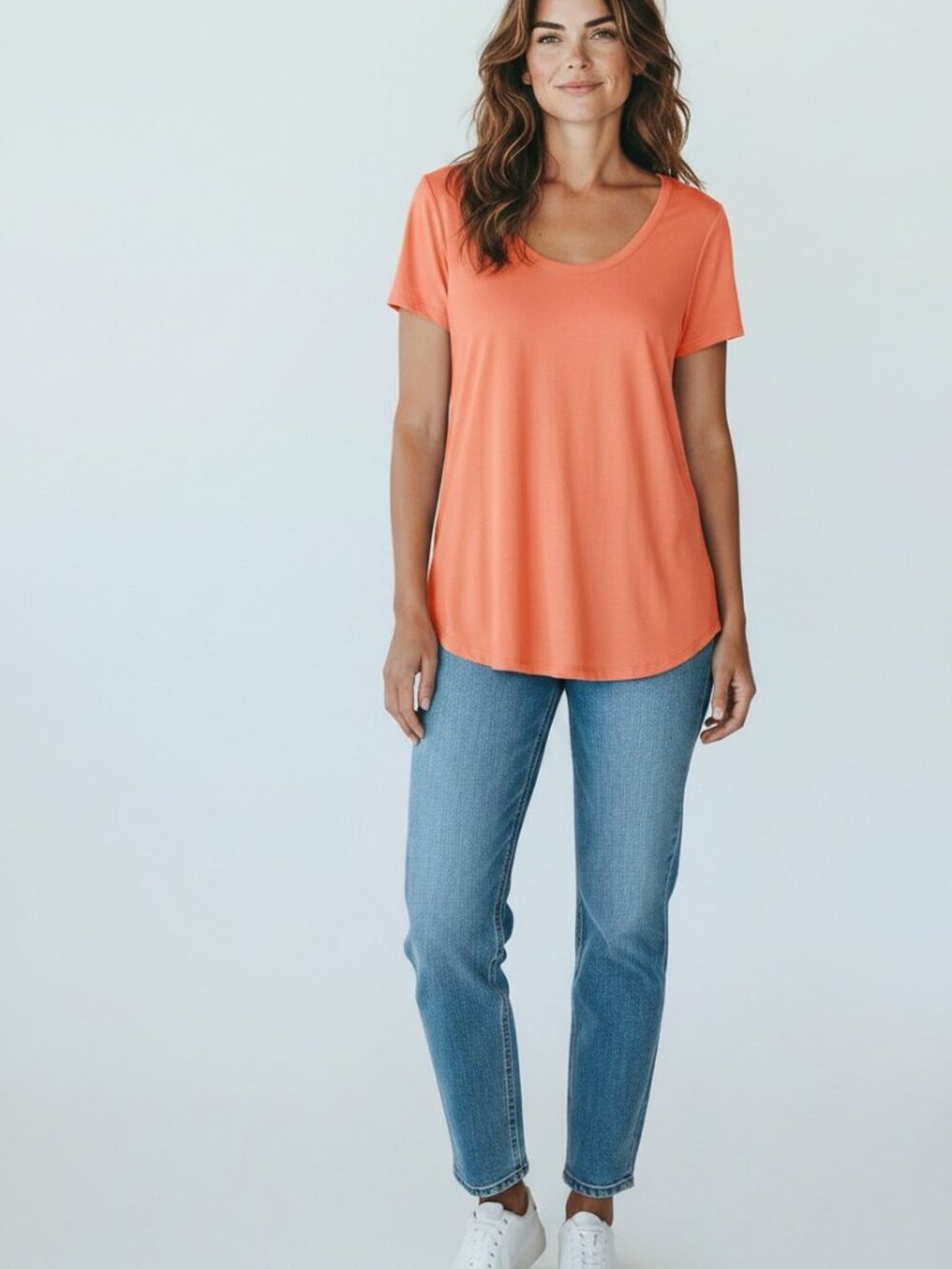 LOGO by Lori Goldstein tee, NEW w/o tags; Sz L, stunning Orange/Cantaloupe color
